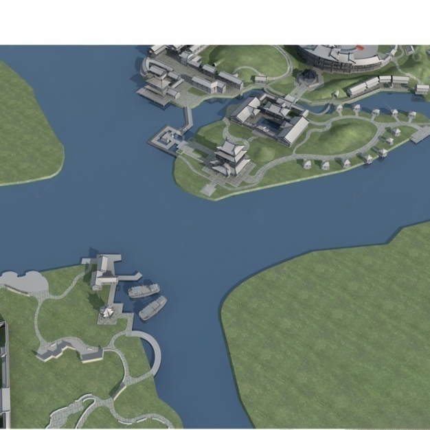 中式古建鸟瞰3D模型